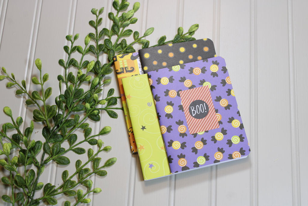 Handmade Notebook Set – 4 Lined Notebooks – 4x5.25 - Halloween